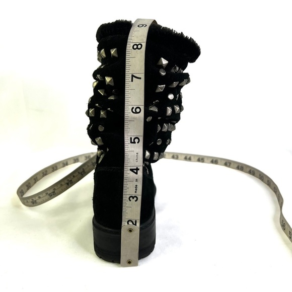 STUART WEITZMAN  BLACK LEATHER BOOTS STUDS SLOUCHY SLIP ON BOOT PULL ON BOOT 5.5 - Picture 12 of 14